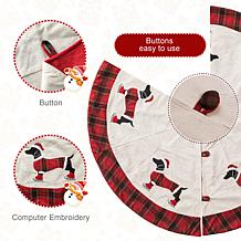 Glitzhome 48" Fabric Christmas Tree and Dachshund Skirt