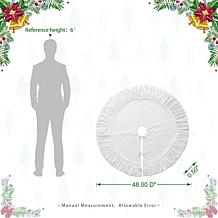 Glitzhome 48in. D Deluxe Velvet Ruffled Christmas Tree Skirt