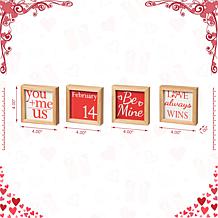 Glitzhome 4in H Set of 4 Valentine's Wooden Block Table Decor