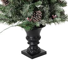 Glitzhome 5 Ft. 130-Light Flocked Pine Artificial Christmas Porch Tree