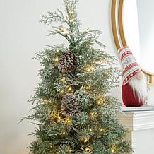 Glitzhome 5' Pre-Lit Artificial Pine Christmas Tree w 180 White Lights