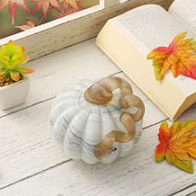 Glitzhome 5.25in. D Gray Marble Small Short Glass Pumpkin