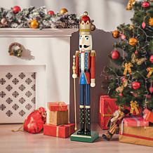 Glitzhome 54" Wooden Christmas Glitter King Nutcracker
