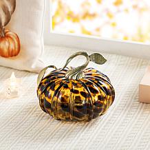 Glitzhome 5.5"D Amber Dots Glass Pumpkin