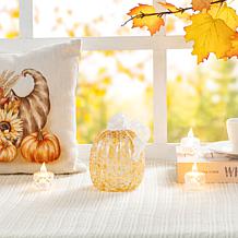 Glitzhome 5.5"H Fall Amber Dots Glass Pumpkin
