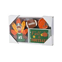 Glitzhome 5.75"H Thanksgiving Wooden Turkey Table Decor Set of 4