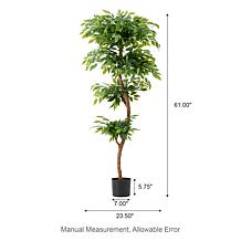 Glitzhome 5ft. Creative Shaped Faux Ficus Tree in Pot