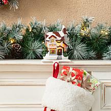 Glitzhome 6" 3-pk of Lighted Resin House Stocking Holders