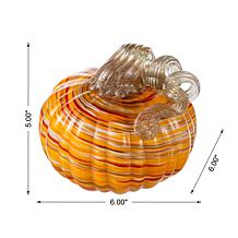 Glitzhome 6" Fall Multi Stripes Glass Pumpkin