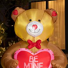 Glitzhome 6 FT Lighted Valentine's Inflatable Bear with Heart Decor