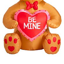 Glitzhome 6 FT Lighted Valentine's Inflatable Bear with Heart Decor