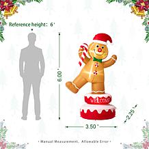 Glitzhome 6' Lighted Inflatable Rotating Gingerbread Man
