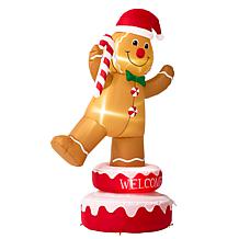 Glitzhome 6' Lighted Inflatable Rotating Gingerbread Man