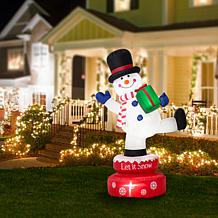 Glitzhome 6' Lighted Inflatable Rotating Snowman