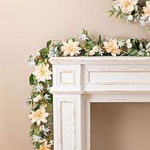 Glitzhome 6' Peach Dahlia Floral Garland