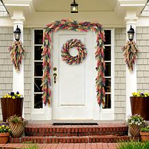 Glitzhome 6' Pink, Purple & Yellow Mixed Heather Garland