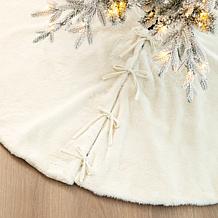 Glitzhome 60" Oversized White Faux Rabbit Fur Christmas Tree Skirt