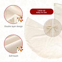 Glitzhome 60" Oversized White Faux Rabbit Fur Christmas Tree Skirt