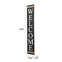 Glitzhome 60" Wooden Welcome Porch Sign w/4 Interchangeable Wreaths