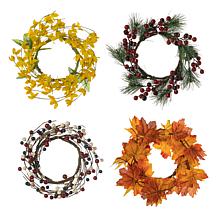 Glitzhome 60" Wooden Welcome Porch Sign w/4 Interchangeable Wreaths