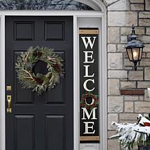 Glitzhome 60" Wooden Welcome Porch Sign w/4 Interchangeable Wreaths