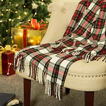 Glitzhome 60in L Acrylic Plaid Woven Throw