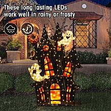 Glitzhome 61.75"H Lighted Halloween 2D Haunted House Outdoor Décor
