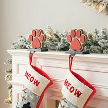 Glitzhome 6.25in. H Wooden and Metal Paw Stocking Holder