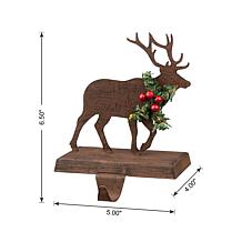 Glitzhome 6.5" Wooden and Metal Reindeer Stocking Holder