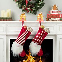 Glitzhome 6.75" H Marquee LED Metal Gingerbread House Stocking Holder