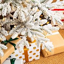 Glitzhome 6ft Deluxe Pre-Lit Flocked Pine Artificial Christmas Tree