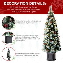 Glitzhome 6ft Pre-Lit Christmas Porch Tree w/ 200 Warm White Lights