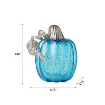 Glitzhome 6in. H Blue Glass Pumpkin