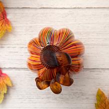 Glitzhome 6in. H Multi Striped Glass Pumpkin
