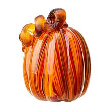 Glitzhome 6in. H Multi Striped Glass Pumpkin