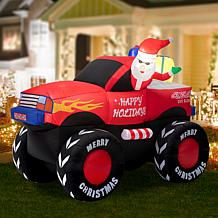 Glitzhome 7' Inflatable Santa Claus on Off-Road Pick-Up Truck