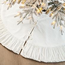 Glitzhome 72" Diameter Oversized Velvet Ruffled Christmas Tree Skirt