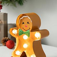 Glitzhome 7.25" H Marquee LED Gingerbread Man Stocking Holder