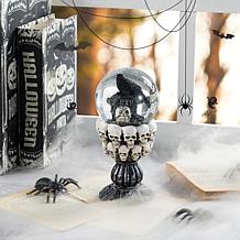 Glitzhome 7.25''H Halloween Resin Stacked Skull Waterglobe