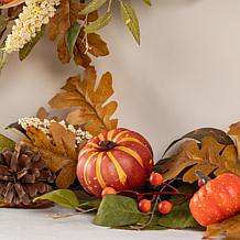 Glitzhome 72"L Fall Pumpkin Leaf Floral Garland