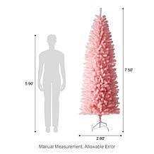 Glitzhome 7.5' Pink Pencil Tinsel Artificial Christmas Tree