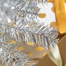 Glitzhome 7.5' Silver Tinsel Artificial Pencil Christmas Tree
