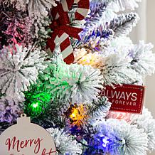 Glitzhome 7.5ft Pre-Lit Flocked Pencil Green Pine Christmas Tree