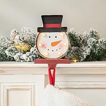 Glitzhome 7.5in. H Marquee LED Snowman Head Stocking Holder