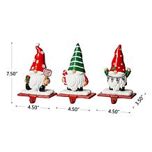 Glitzhome 7.5in. H Set of 3 Resin Gnomes Stocking Holder