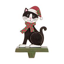 Glitzhome 7.75" Wooden and Metal Cat Stocking Holder