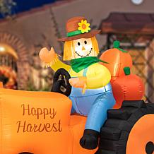 Glitzhome 7ft Fall Lighted Inflatable Tractor Decor