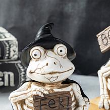Glitzhome 7''H Halloween Resin Skeleton Frogs Table Decor 2-pack