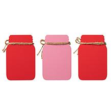 Glitzhome 7in H Set of 3 Valentine's Wooden Mason Jar Table Decor