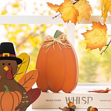 Glitzhome 7in. H Thanksgiving Wooden Pumpkin /Turkey /Croissant Decor